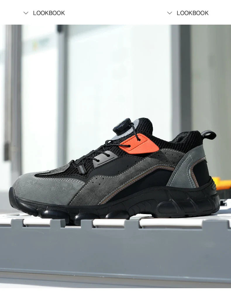Rotary Buckle New Work Sneakers Lightweight Protective Shoes Safety Industrial Puncture-Proof Anti-smash Men Steel Toe Shoes