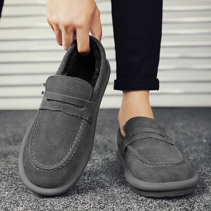 Winter Fashion Plush Men Loafers Outdoor Warm Men's Cotton Shoes Low-Top Casual Man Snow Boots with Fur Slip on Walking Footwear