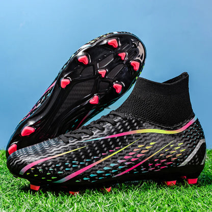 Men's breathable FG/AG long nail suitable for training and competition, all season universal anti slip sports football shoes