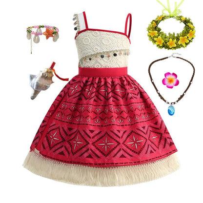 2026 Novo Filme Moana Cosplay Roupa Vestido Infantil Carnaval Vaiana Purim Festival Fantasia Menina Princesa Aniversário Festa Vestido