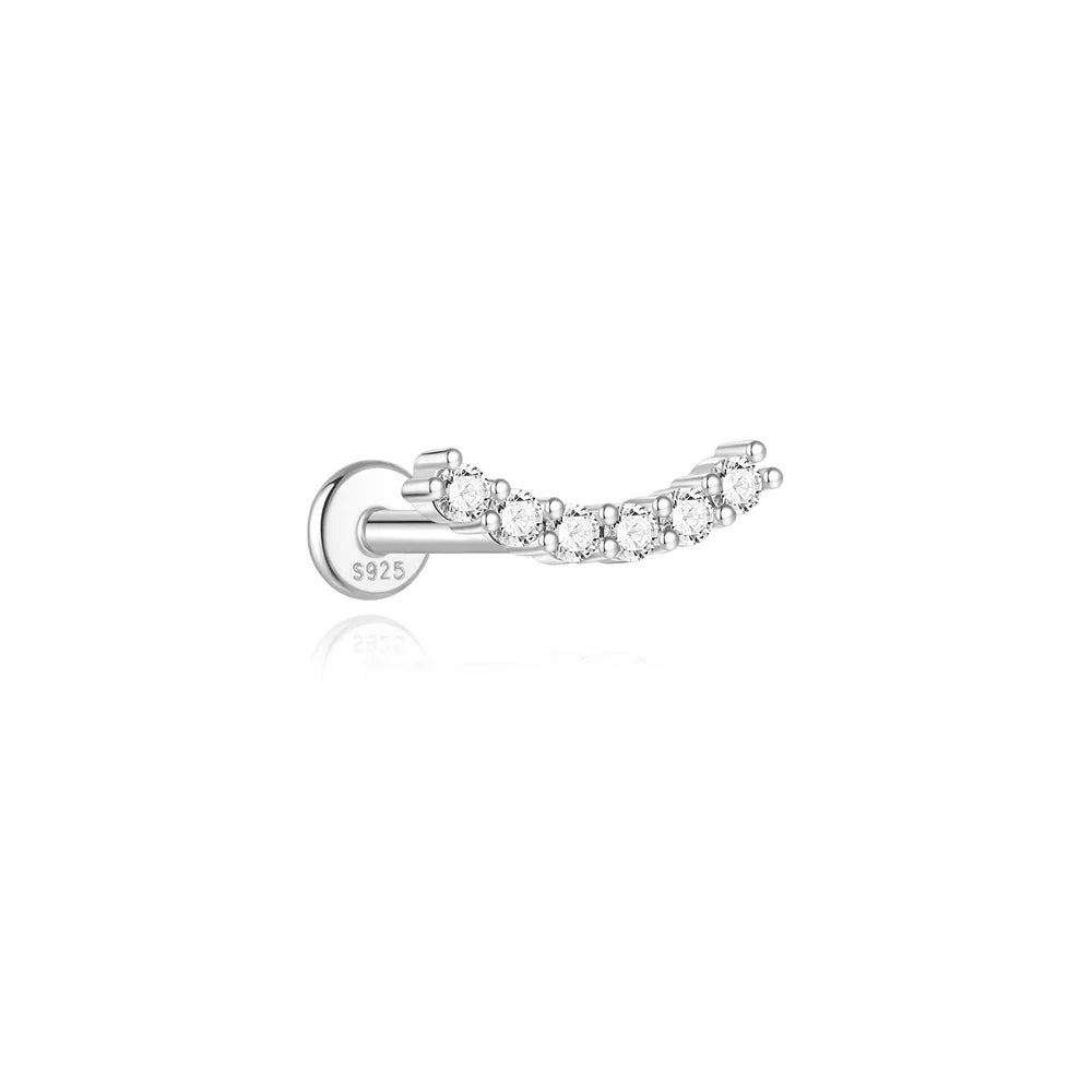 Heart Round Ball Flat Helix Piercing Earring 925 Sterling Silver Ear Studs Geometric Zircon Exquisite Trinket Studs Aretes