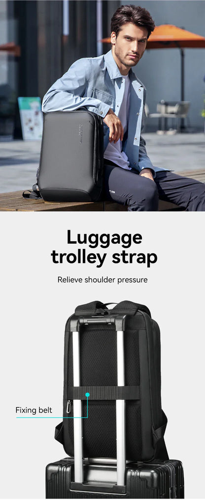 Slim Laptop Backpack for Men Business Minimalist Backpack YKK Zipper Scratch Resistant With USB