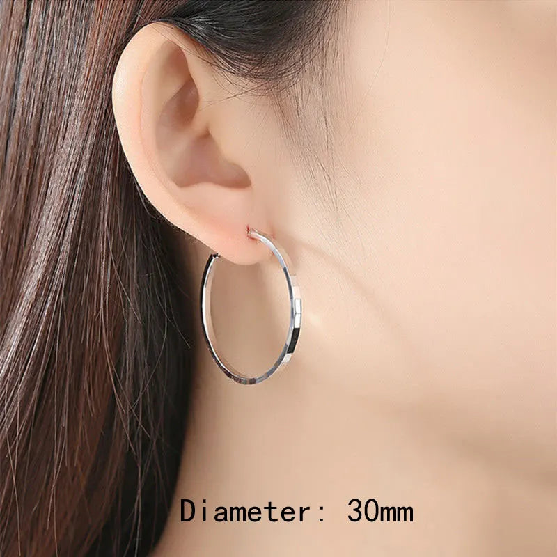 Senlissi - New Fashion 18K Gold Plated Hoop Earrings For Women 925 Sterling Silver Earring Cерьги Kольца Jewelry Girlfriend Gift