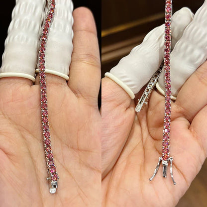 GRA Certified Tangerine Blue Full 3/4/5/6.5MM Moissanite Tennis Bracelet for Women Men S925 Silver 23cm Link Bracelets Gift