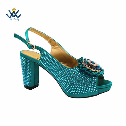Latest African Women Shoes and Bag Set in Royal Blue New Design Italian Ladies Pumps for Garden Party