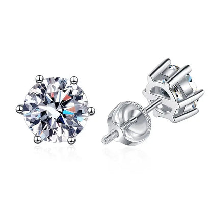 Screw Thread 1-4CT Moissanite Earring Studs for Women Men  Solitaire Ear Stud 100% S925 Solid Silver White Gold Plated