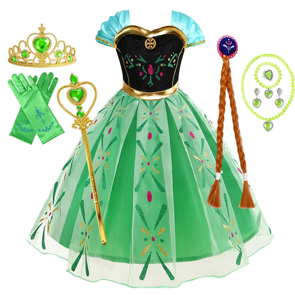 Girl Princess Dress Halloween 2026 Cosplay Party Costume Snow Queen Princess Clothes Children Outfit