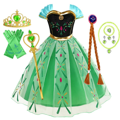 Girl Princess Dress Halloween 2026 Cosplay Party Costume Snow Queen Princess Clothes Children Outfit