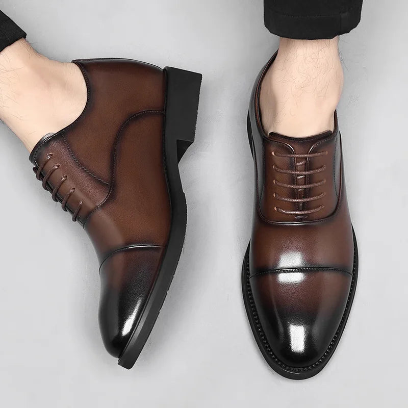 2026 Height Increase 8cm Leather Shoes Men Business Leather Wedding Shoes Men
