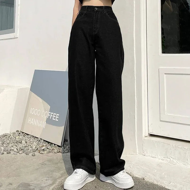 Woman High Waist Vintage Punk Wide Leg Jeans