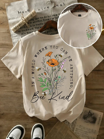 Summer Beautiful Flowers Prints T-Shirts Womens Cotton Oversized T Shirts Basic O-Neck Short Sleeve Tops Casual Woman Clothes