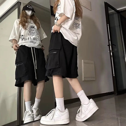 Europeans American Style Plus Size Cargo Pants High Street Hip-hop Women's Shorts Summer New Casual All-match Five-pointed Pants