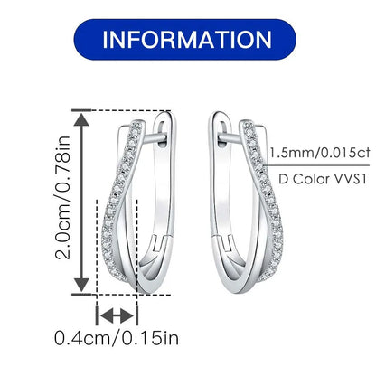 Moissanite Hoop Earrings For Women GRA Certified 1.5mm Diamond Versatile Jewelry s925 Sterling Silver Twisted Earring
