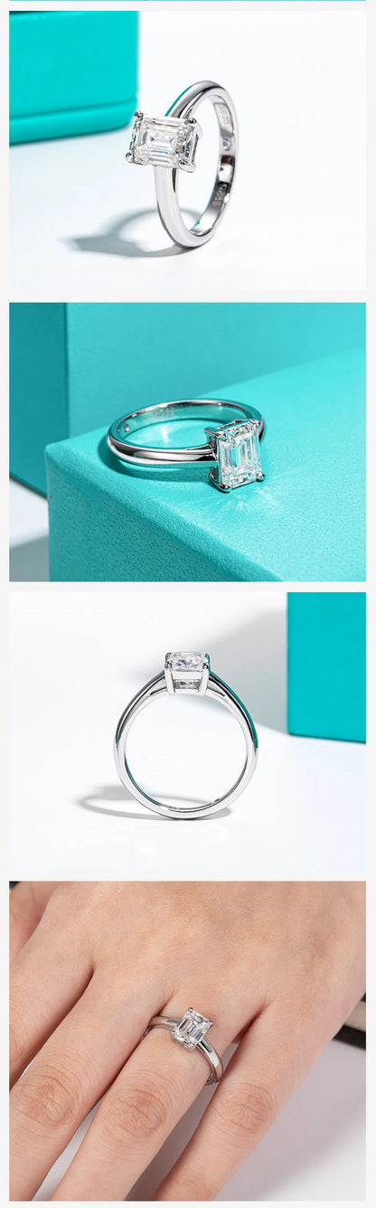 6x8mm 2ct Emerald Cut Moissanite Engagement Wedding Ring 925 Sterling Silver Rings For Women Jewelry Wholesale