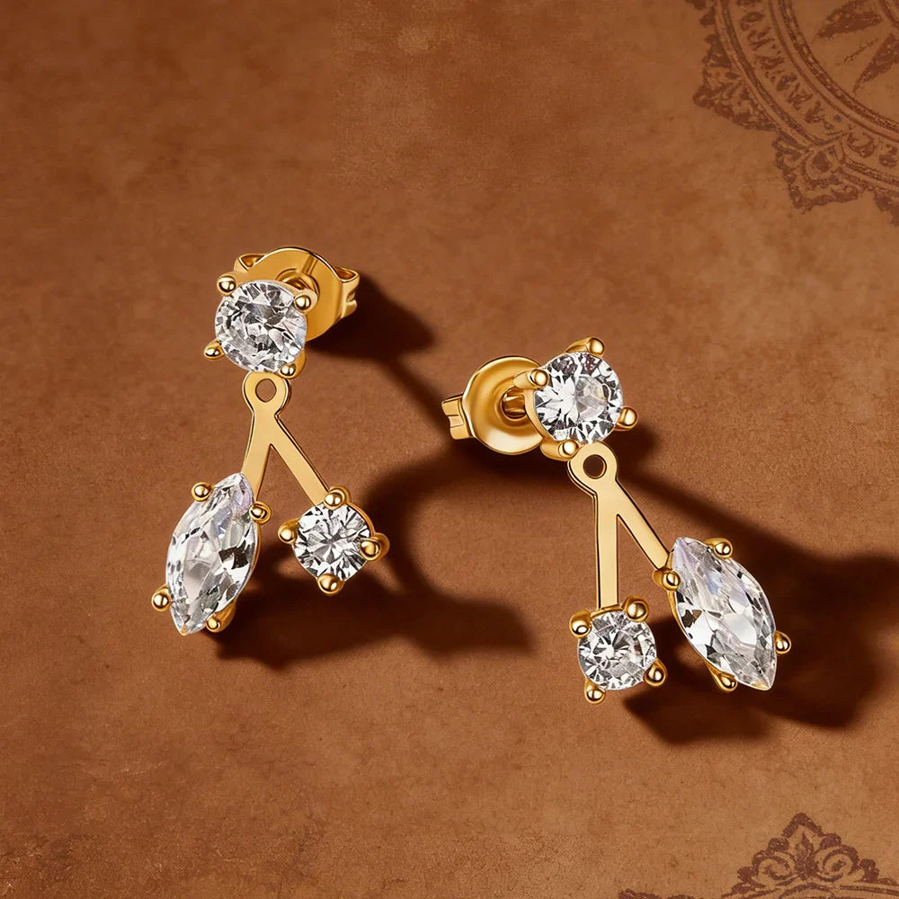 GRA Certified All Moissanite Drop Earrings for Women S925 Silver Detachable Earcuff Front Back Stud Earring Jackets for Women