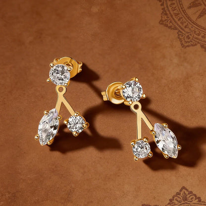 GRA Certified All Moissanite Drop Earrings for Women S925 Silver Detachable Earcuff Front Back Stud Earring Jackets for Women