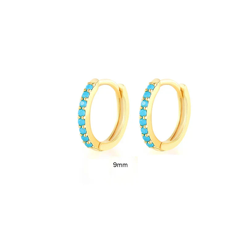 6/7/8/9 MM Cartilage Circle Earrings 925 Sterling Silver Bling CZ Huggie Hoop Earring for Women Piercing Buckle Wedding Jewelry