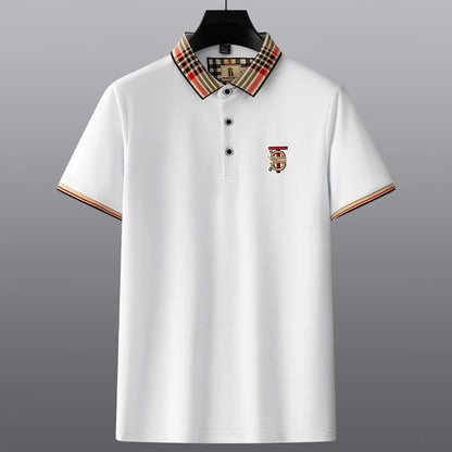 Fashion designer brand short sleeve men's polo shirt new lapel top high-end embroidery summer breathable casual Paul T-shirt
