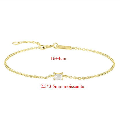 Trendy A Moissanite Bracelets for Women Letter Charm Adjustable Chain 100% 925 Sterling Silver Wedding Fine Jewelry Gifts