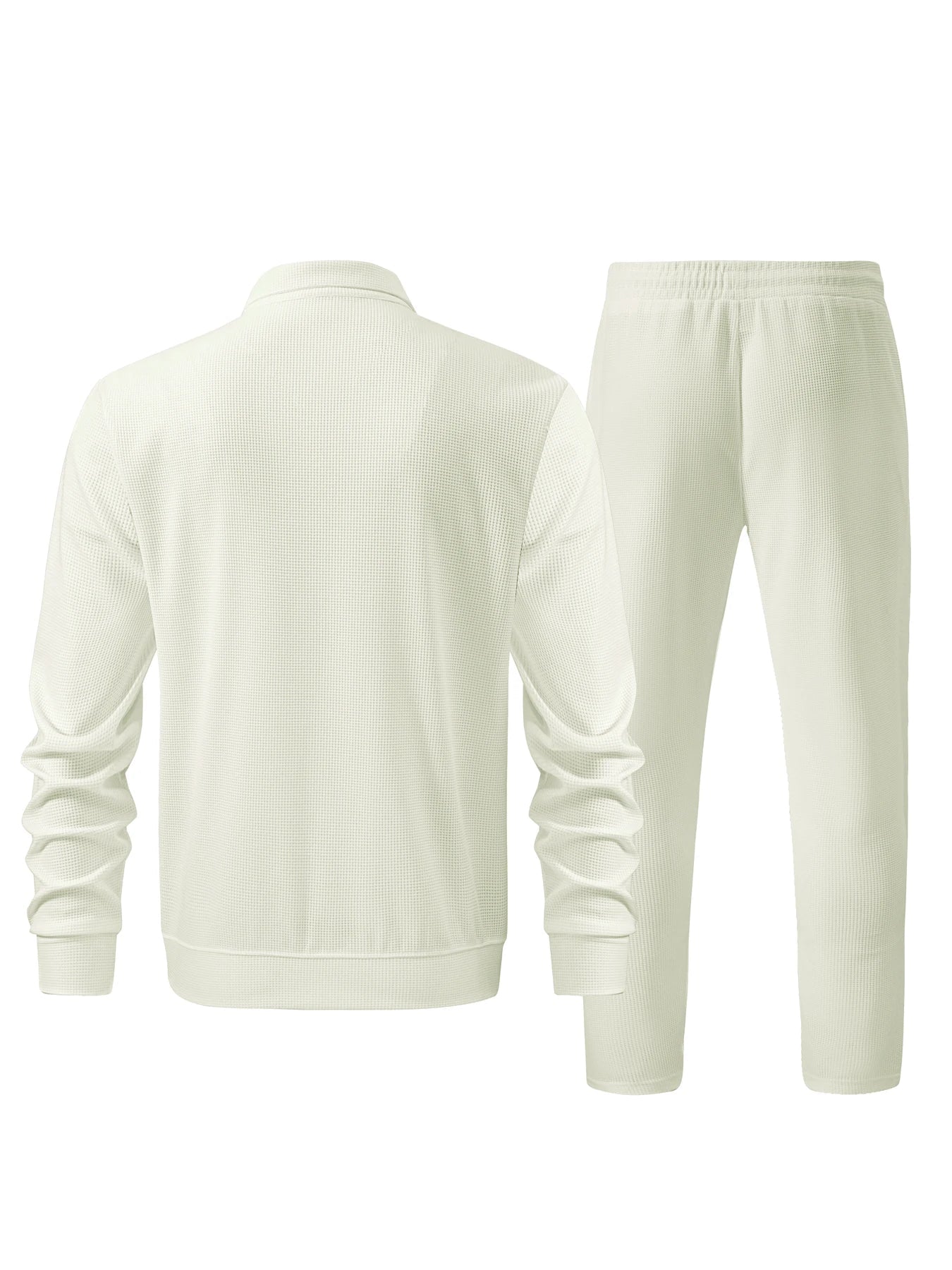 Men's Casual Solid Color Zipper Jacket and Pants Suit - Breathable Polyester Fiber for Spring/Autumn