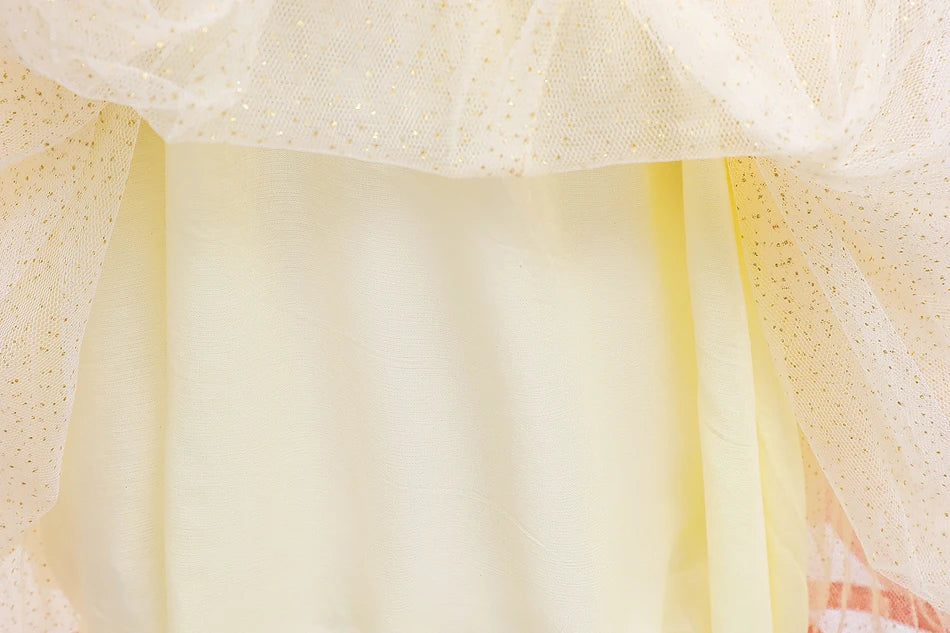 Summer Snow White Dress for Girls Breathable Puffed-Sleeve Tulle Princess Dress Snow White Themed Party Gown Halloween Costume
