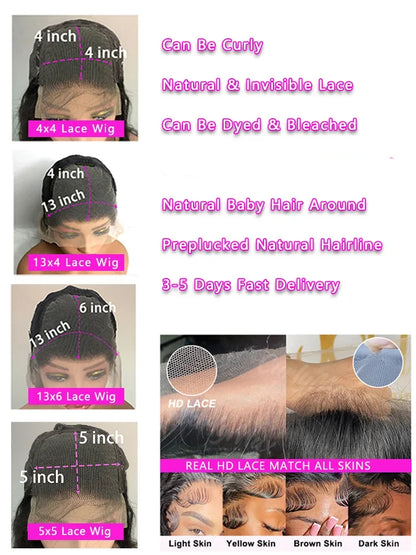 13x6 HD Lace Front Wig Human Hair Wig 30 Inch 13x4 Lace Frontal Wig Chocolate Brown Colored Brazilian Body Wave Human Hair Wigs 