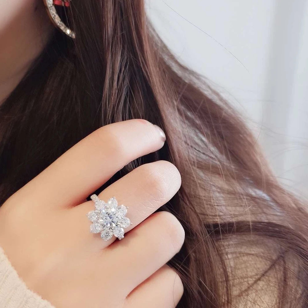 D VVS1 Moissnaite Diamond Rings for Women s925 Sterling Sliver Plated 18k white gold Wedding Band Fine Jewelry with GRA