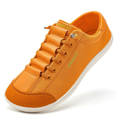 Wide Toe Barefoot Shoes for Unisex Minimalist Artificial Leather Sneakers Lightweight Adjustable Slip On Walking Shoes