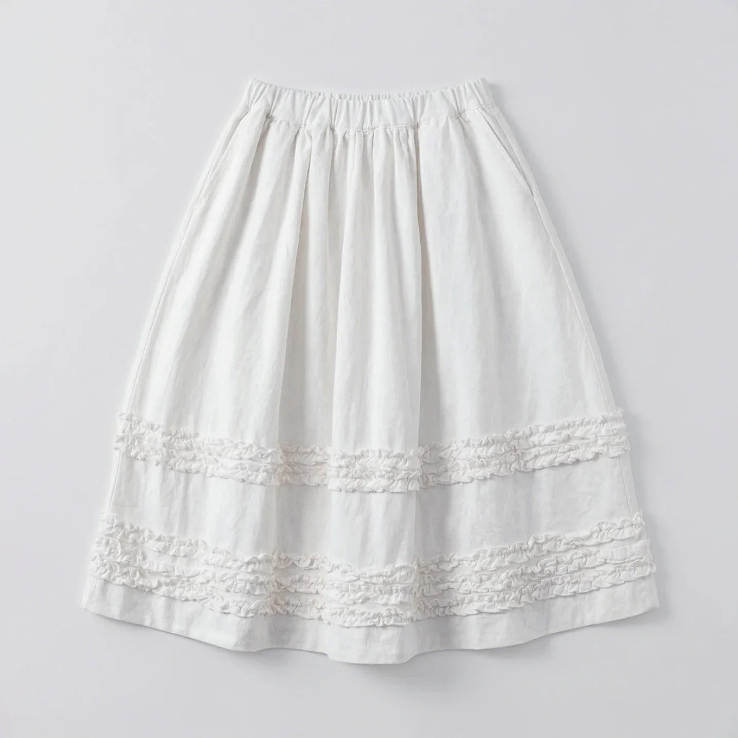 Artistic ruffled half skirt for women, imakokoni 2026 spring forest style white midi skirt, versatile 265387