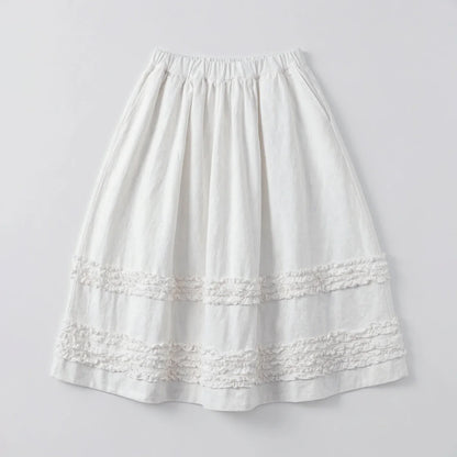 Artistic ruffled half skirt for women, imakokoni 2026 spring forest style white midi skirt, versatile 265387