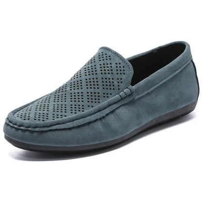 Summer Suede Men Casual Shoes Outdoor Breathable Lightweight Leather Mens Walking Shoes Anti Slip Lightweight Driving Shoes