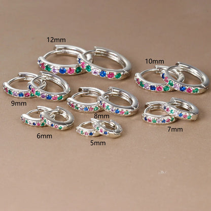 2PCS Stainless Steel Minimal Crystal Zirconia Hoop Earrings Gold Silver Color Small Huggie Cartilage Earring Piercing Jewelry