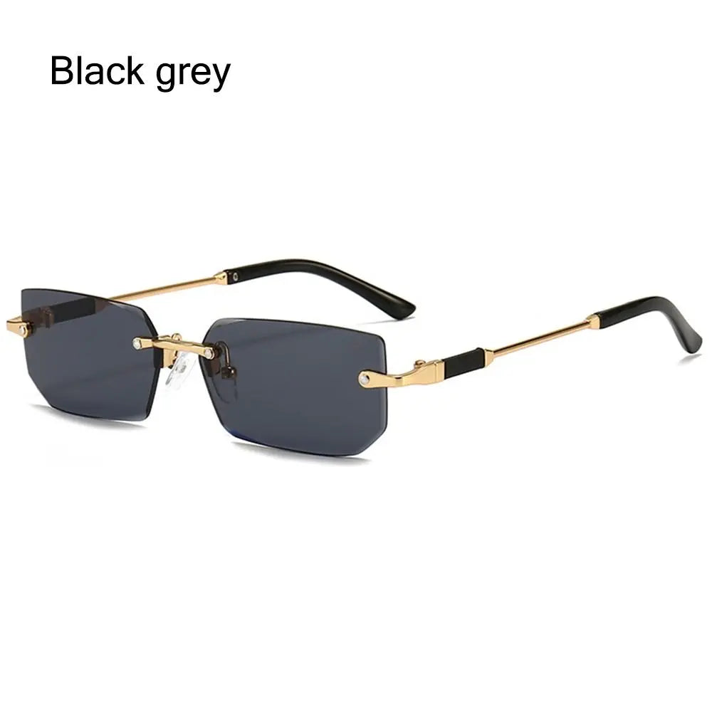 Rimless Rectangle Sunglasses Fashion Y2K Frameless Sun Glasses Shades for Women & Men