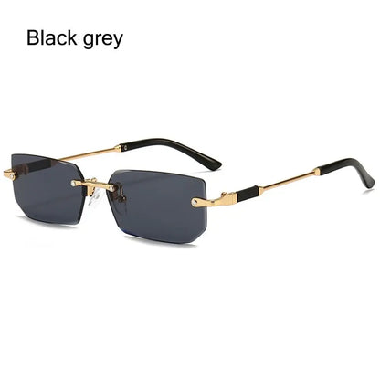 Rimless Rectangle Sunglasses Fashion Y2K Frameless Sun Glasses Shades for Women & Men