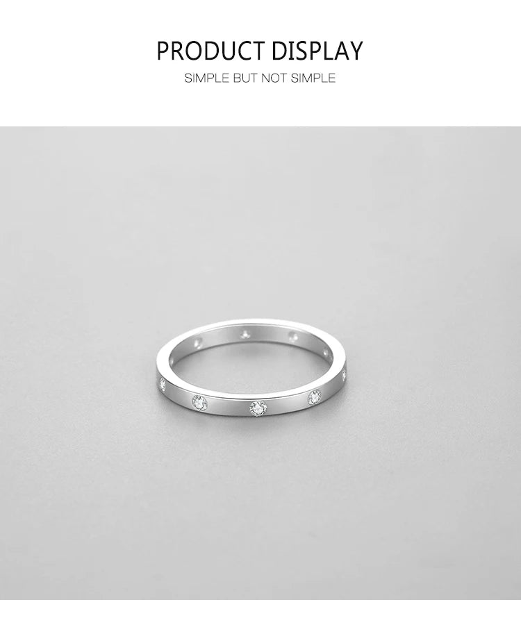 Ailmay Real 925 Sterling Silver Simple Zirconia Geometric Design Stackable Finger Ring For Women Anniversary Fine Jewelry Gift