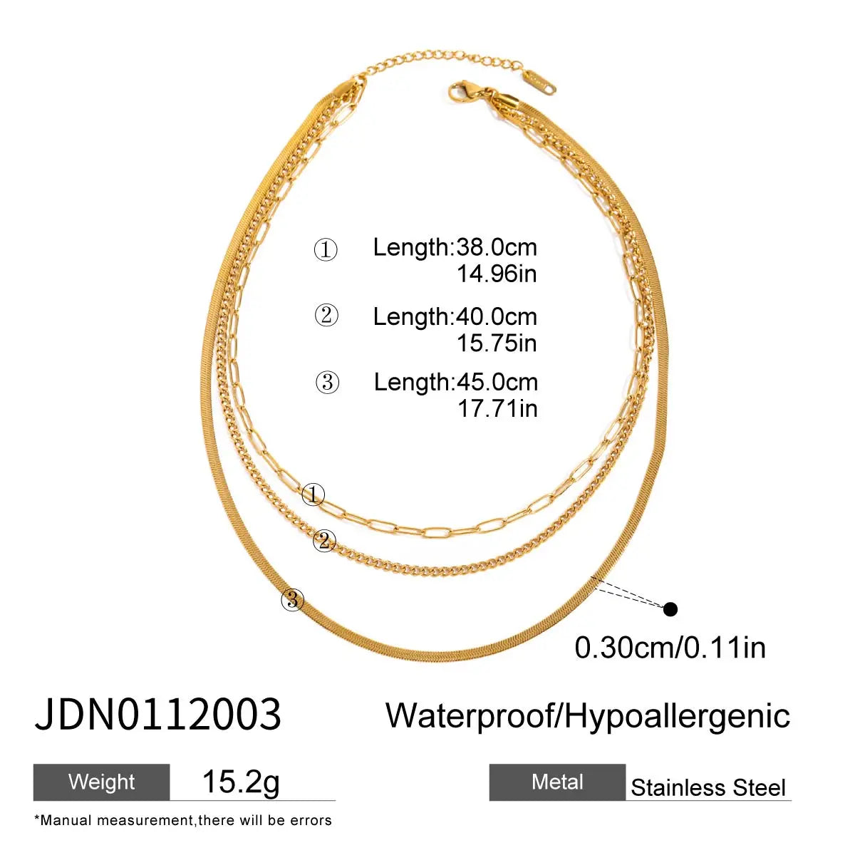 Simple Jewelry 18K Gold Plated Flat Snake Chain Layer Necklace Stainless Steel Snake Rope Chain Necklace Gift