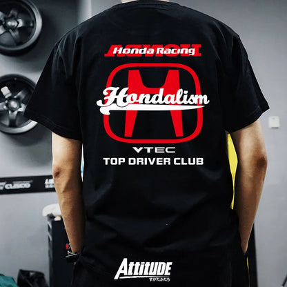 2026 VTEC Racing Club T-shirt JDM Car Enthusiast Graphic T-shirt Men's Pure Cotton Street Style Top