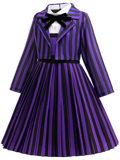 Kids Girl Clothes 2Pcs Wednesday Enid Cosplay Halloween Costume Birthday Girls Party Dresses Carnival Children Clothing Outfits