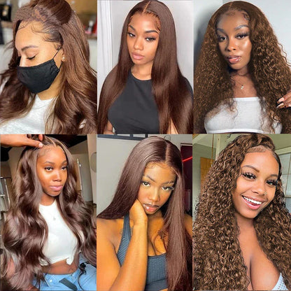 Chocolate Brown 13x4 Body Wave Lace Front Wig Pre-Plucked Brazilian HD 13x6 Lace Frontal Wigs for Women 32 Inch Human Hair
