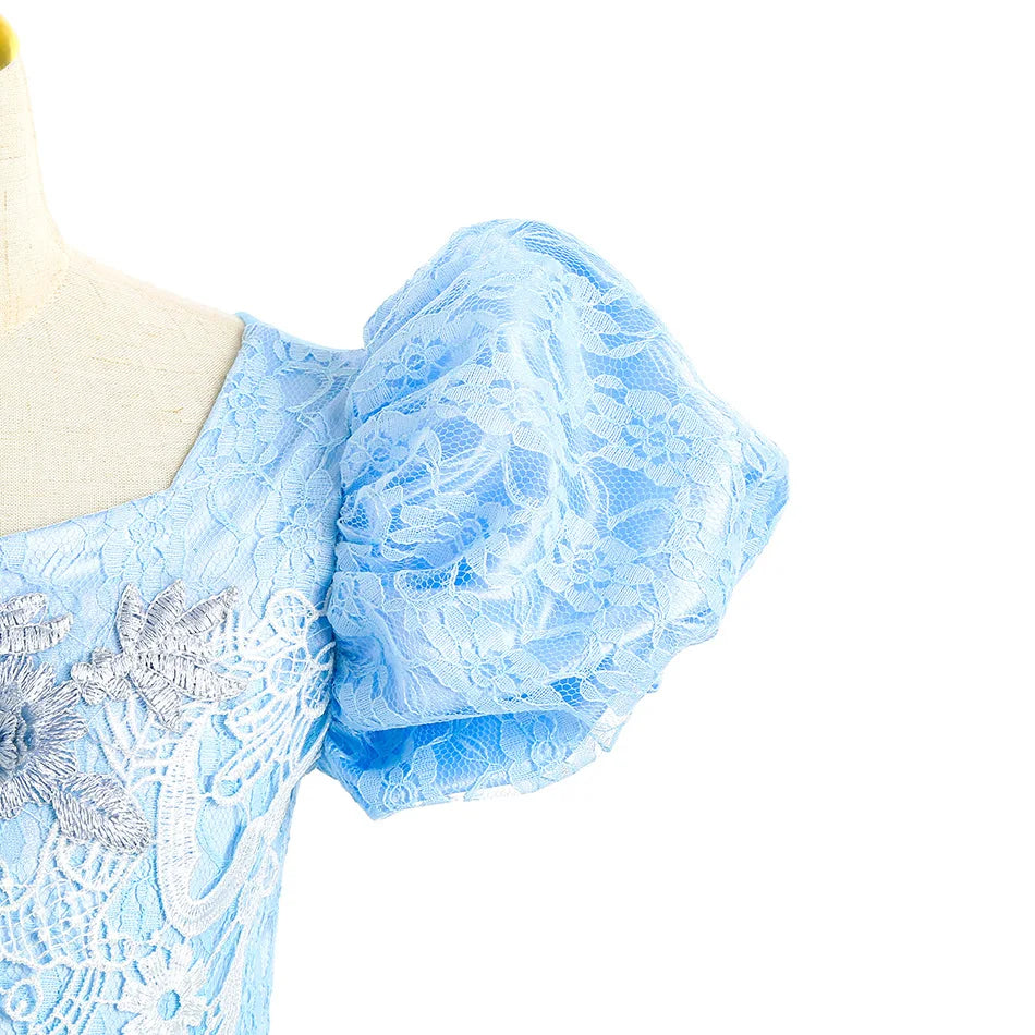 Kid Chic Cinderella Lace Ball Gown Princess Cosplay Floral Party Dress Fairy Punmkin Car Girls Story Role Play Carnival Costume