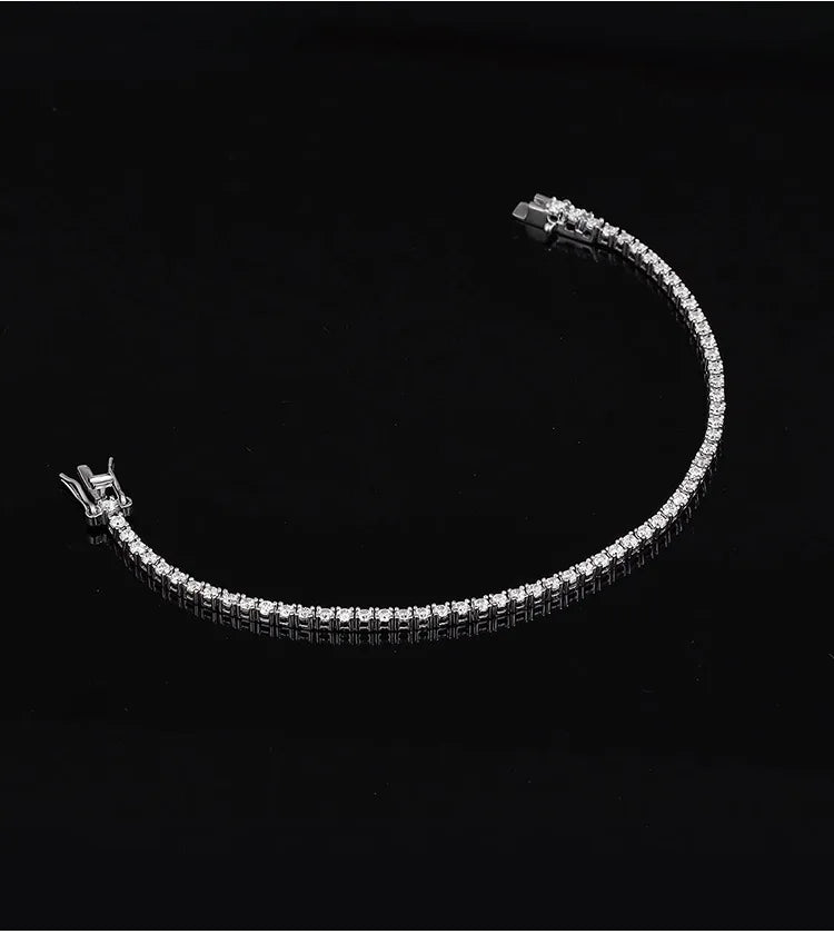 New In Real D Color Full 2mm 0.03CT Moissanite Tennis Bracelet For Women S925 Silver Plated 18K Diamond Link Bracelets Gift