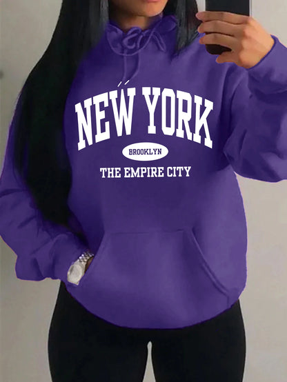 New York City Brooklyn Creative Letter Printed Female Hoodies Multicolor Loose Hoody Y2K Street Sportswear Fleece Hoodie Unisex