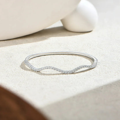 Fashion Wave Shape Bangle s925 Silver Moissanite Bracelets Women Semi Eternal Rondelle Bracelet Party Fine Jewelry Gift