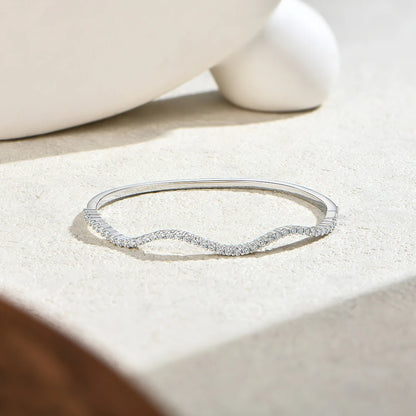 Fashion Wave Shape Bangle s925 Silver Moissanite Bracelets Women Semi Eternal Rondelle Bracelet Party Fine Jewelry Gift