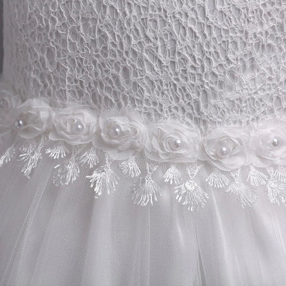 0-3Y Baby Girl Clothes Lace Dress Sleeveless Infant Summer Dress White Dress for Girls Baptismal Costume Toddler Wedding Dress