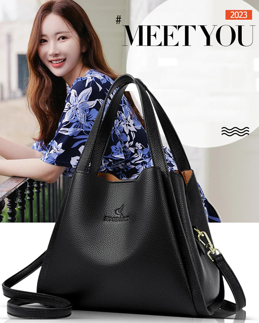 Genuine Brand Soft Leather Top-handle Bags Female Handbags Women Shoulder Crossbody Totes Messanger Bag Large Capacity Big Sac