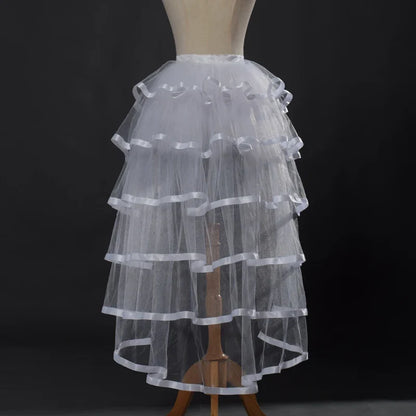 Women Punk Puffy Ruffle Tutu Bustle Skirts Sexy Steampunk Cocktail Party Tie-on Overskirt Gothic Tulle Skirt for Female