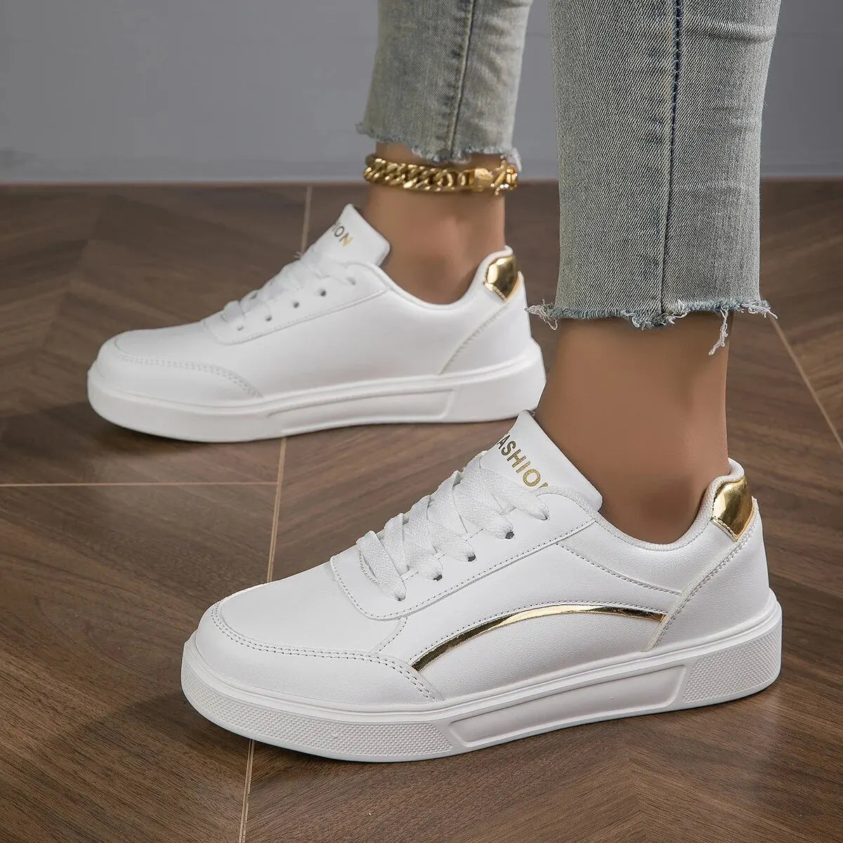 Baasploa Tênis Casual Feminino de Couro com Plataforma para Mulheres Clássicos Confortáveis Sapatos de Skate Antiderrapantes