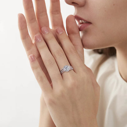 3CT D Color VVS1 Moissanite Engagement Ring for Women GRA Certified 925 Sterling Silver Plated 18k White Gold Jewellery