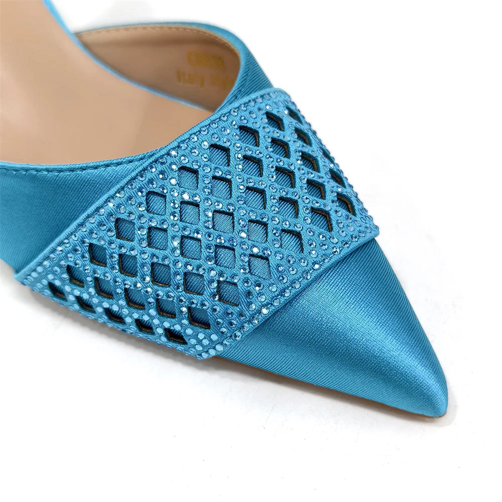 Fashion Brown Color Women's Party Shoes and Bag Set With Elegant Diamond Butterfly Design - Stylish and Chic
